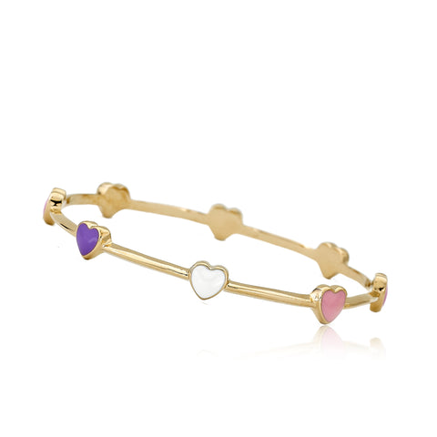 Multi Color Enamel Hearts Bangle