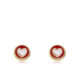 Red Enamel Heart Mother of Pearl Stud Earring