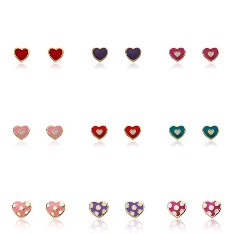 LMTS-Heart Stud Earrings - 1 Dozen Asst Colors/Styles